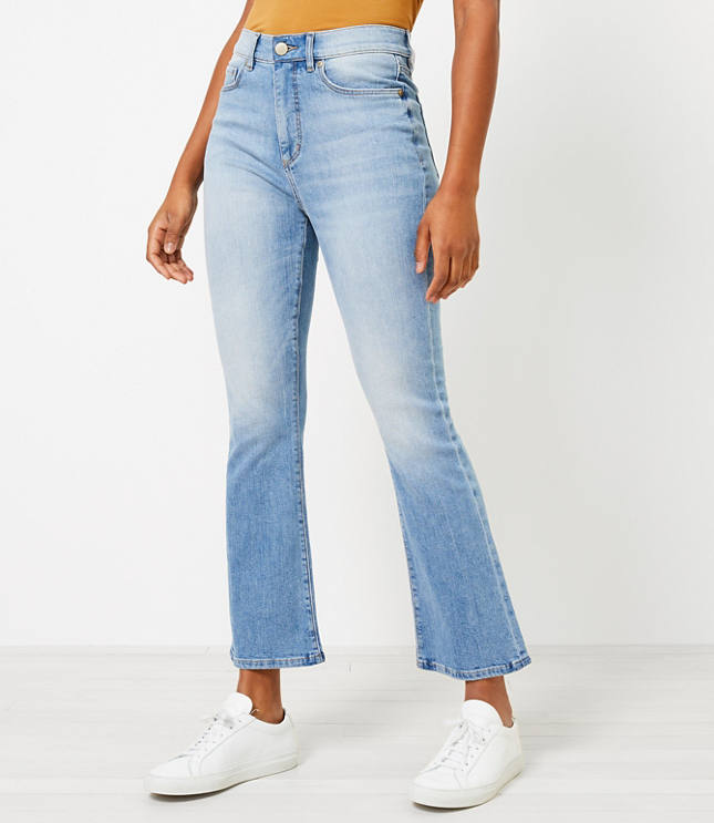 Loft The Petite Maternity Kick Crop Jean in Light Indigo