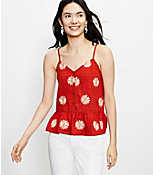 Floral Embroidered Button Peplum Cami carousel Product Image 1