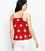 Floral Embroidered Button Peplum Cami carousel Product Image 3