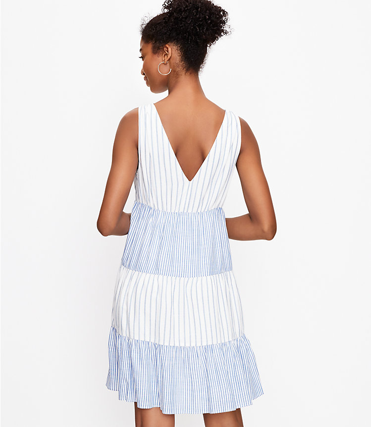 Striped Tiered Double V Swing Dress image number 2