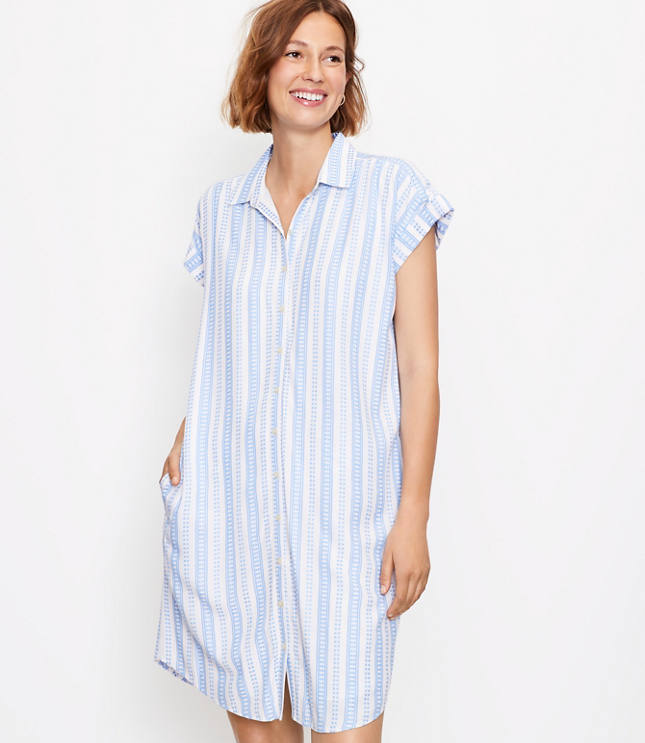 Loft Striped Dolman Pocket Shirtdress