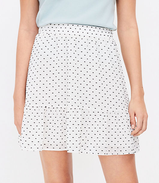 Loft Petite Clip Dot Flippy Skirt