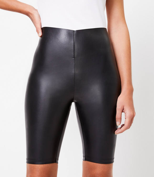 Faux leather cycling shorts on sale