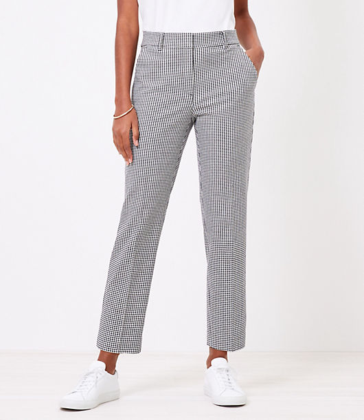 Loft Petite Perfect Straight Pants in Gingham Stretch Double Weave