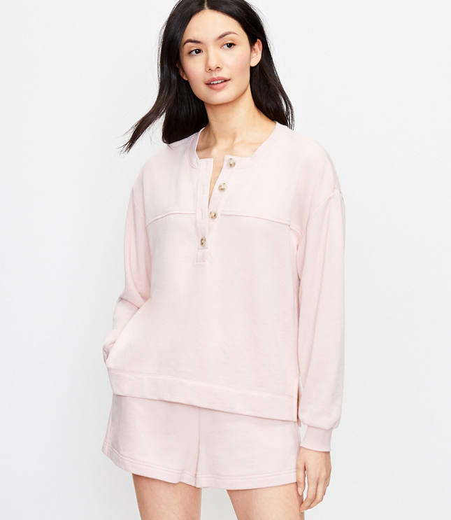 Petite Lou & Grey Terry Henley Sweatshirt