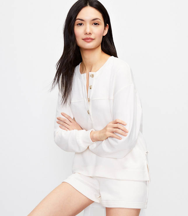 Petite Lou & Grey Terry Henley Sweatshirt