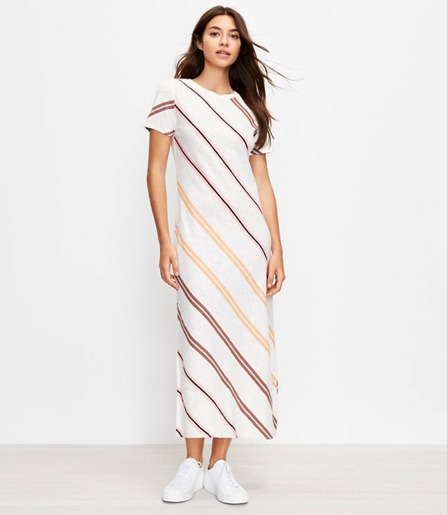 Loft Petite Lou & Grey Striped Softserve Slub Midi Tee Dress