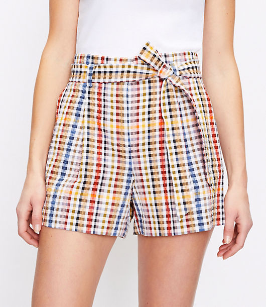 Loft Paperbag Pull On Shorts in Gingham