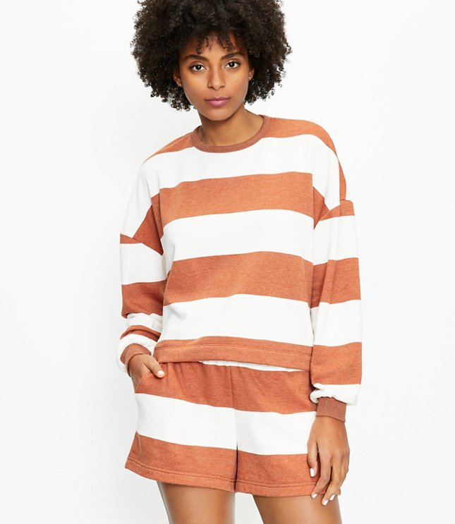 Lou & Grey Striped Cozy Cotton Terry Sweatshirt
