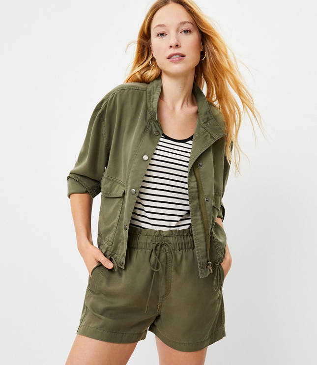 Loft Petite Soft Twill Drawstring Jacket