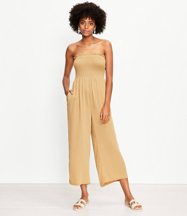 LOFT Beach Smocked Strapless Jumpsuit