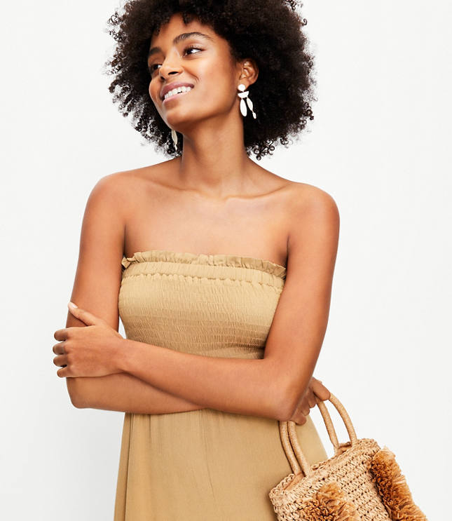 LOFT Beach Smocked Strapless Jumpsuit