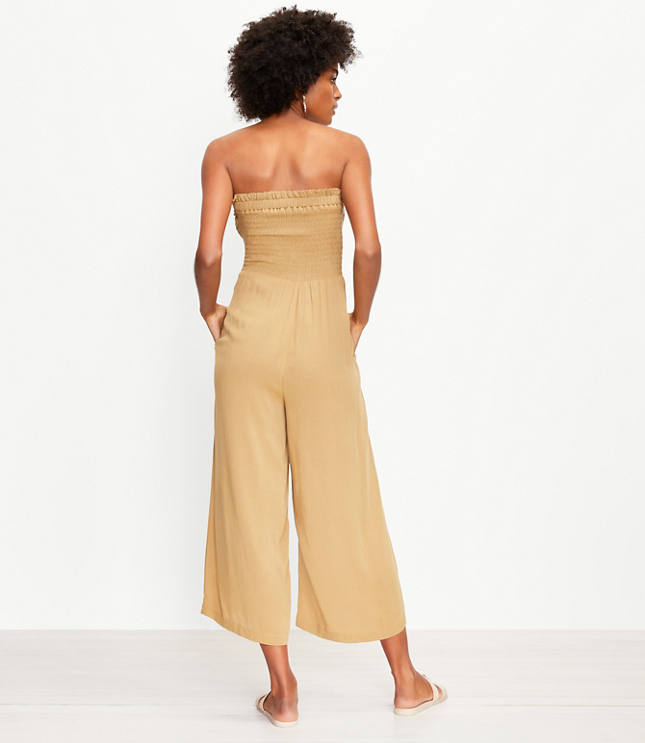 LOFT Beach Smocked Strapless Jumpsuit