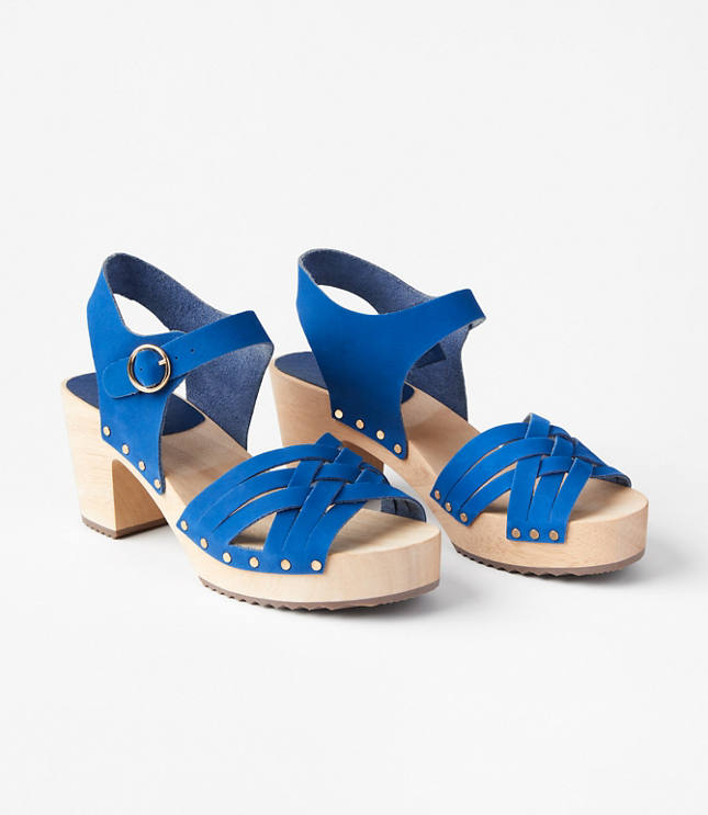 Woven Leather Clog Sandals