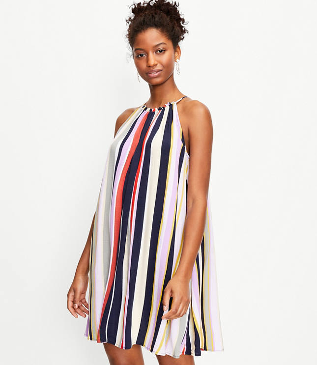 Striped halter neck on sale dress