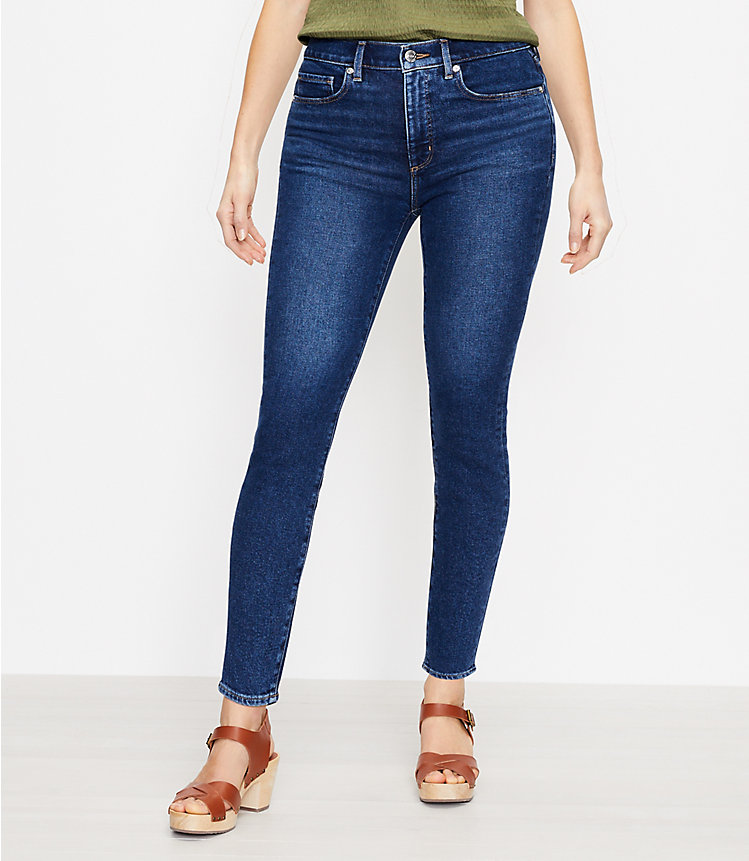 Curvy High Rise Skinny Jeans in Pure Dark Indigo Wash image number null