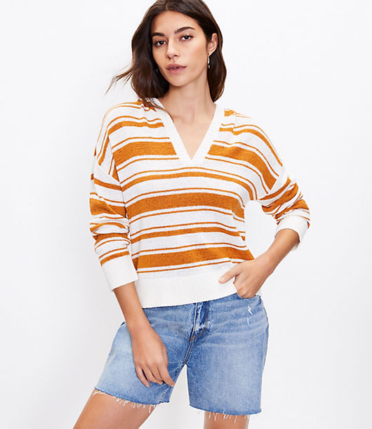Loft Striped Hooded Sweater