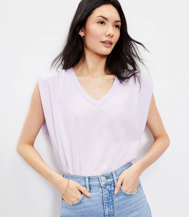Oversized V-Neck Muscle Tee | LOFT