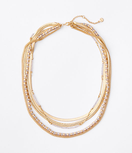 Loft Beaded Layered Chain Necklace