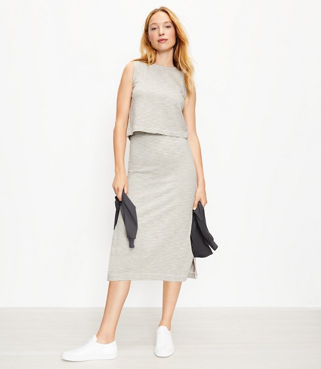 Loft Lou & Grey Striped Softserve Slub Midi Skirt