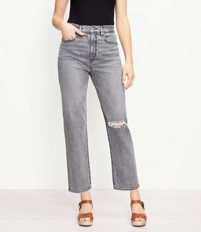 Loft The 90s Straight Jean in Authentic Light Grey Wash