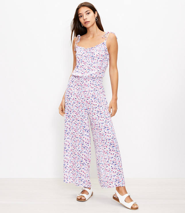 Loft smocked wide leg clearance jumpsuit