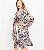 Mosaic Floral Ruched Sleeve Duster carousel Product Image 1