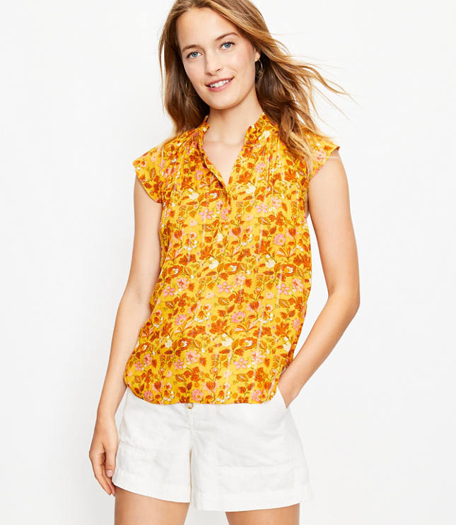 Loft Garden Ruffle Henley Shell