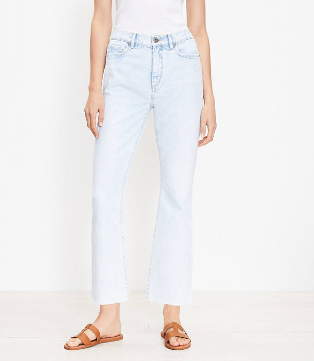 Loft Petite High Rise Kick Crop Jeans in Light Wash