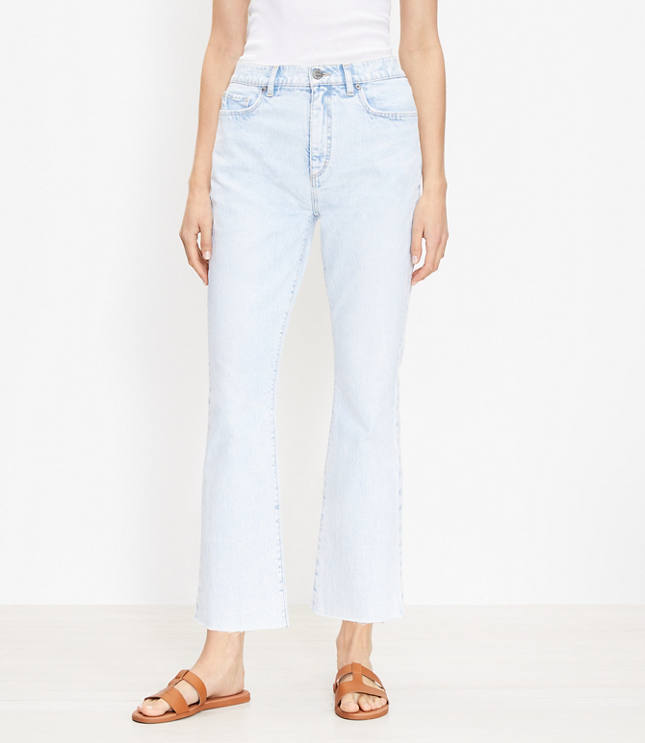 Loft Petite Curvy High Rise Kick Crop Jeans in Light Wash