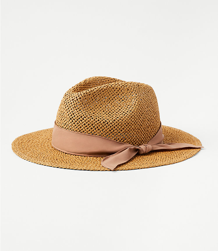 Silky Ribbon Straw Fedora image number null