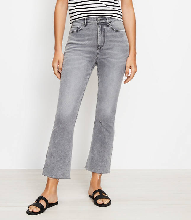 Loft Curvy Fresh Cut High Rise Kick Crop Jeans in Light Vapor Grey