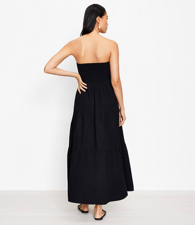 LOFT Beach Button Strapless Maxi Dress