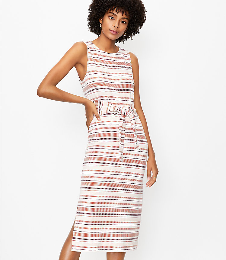 Striped Tie Waist Midi Dress image number 0