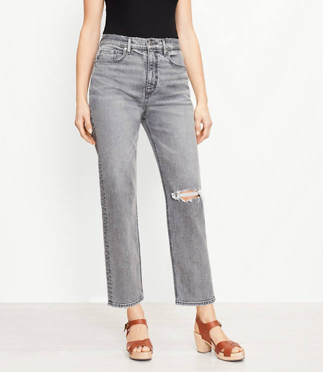 Loft Curvy 90s Straight Jeans in Authentic Light Grey Wash