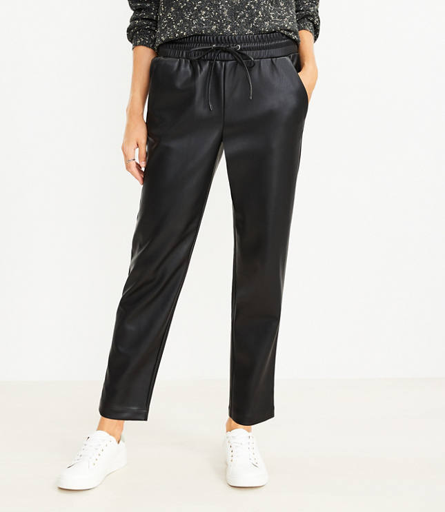 Pull On Slim Pants in Faux Leather