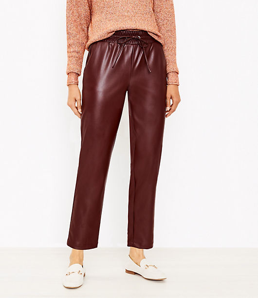 Loft Pull On Slim Pants in Faux Leather