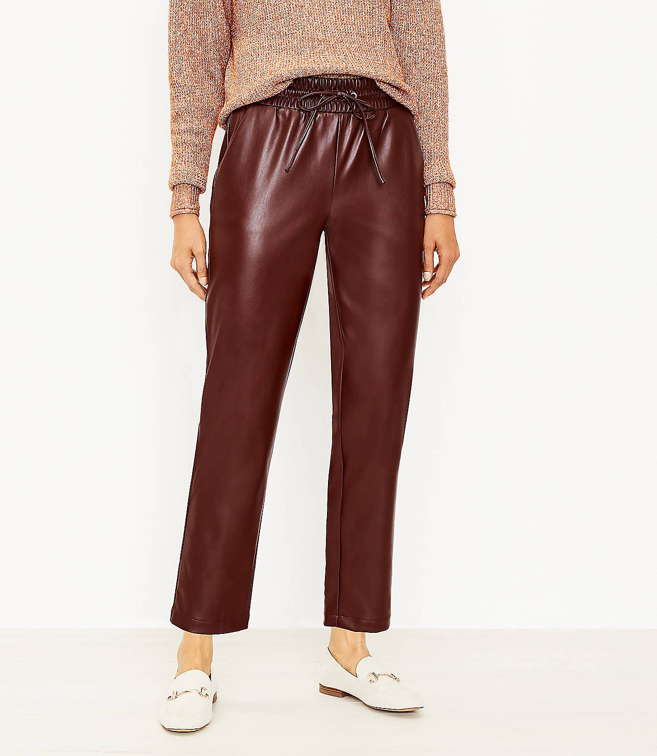 Pull On Slim Pants in Faux Leather