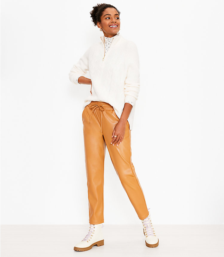 Pull On Slim Pants in Faux Leather image number 0