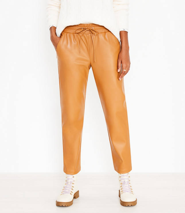 Pull On Slim Pants in Faux Leather