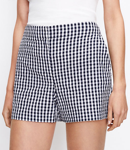 Loft Curvy Structured Shorts in Gingham