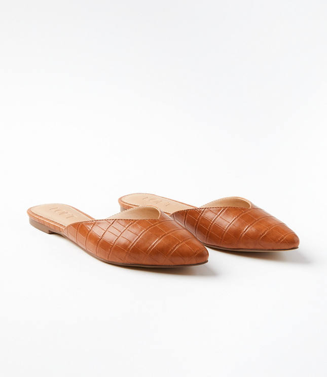 embossed mule flats