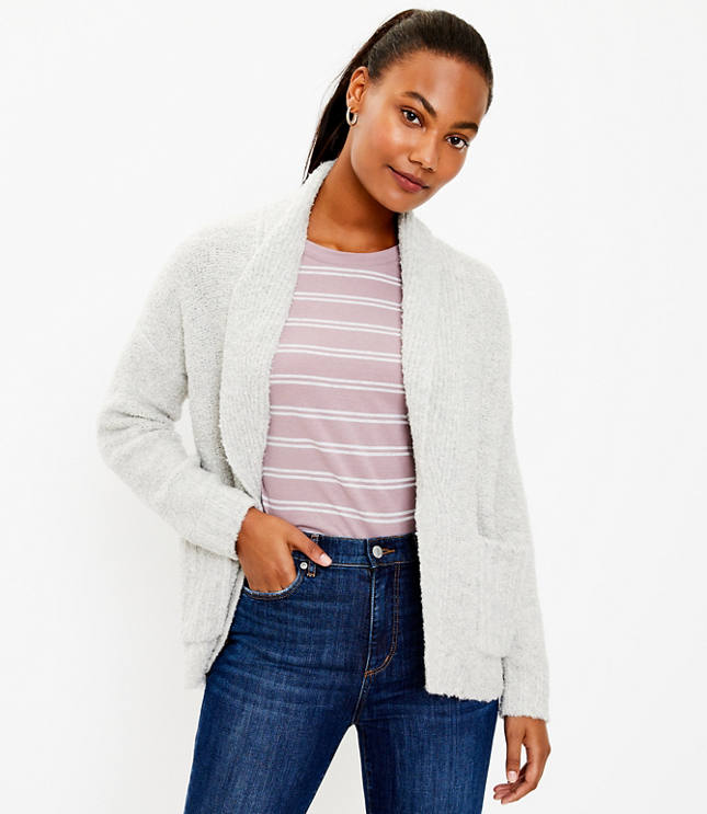 Shawl-collar open cardigan