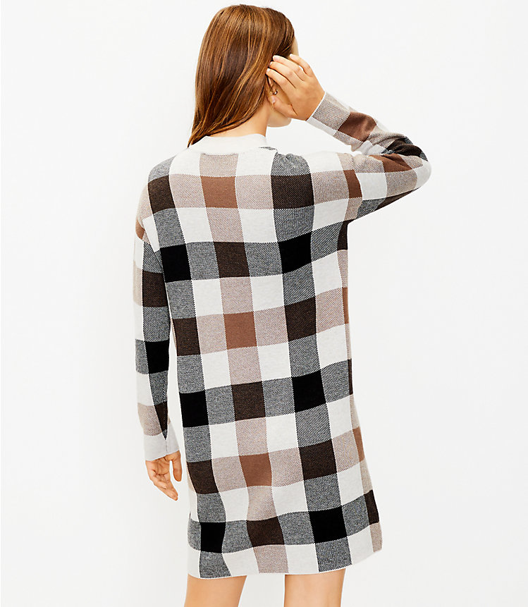 Checked Mock Neck Sweater Dress image number 2