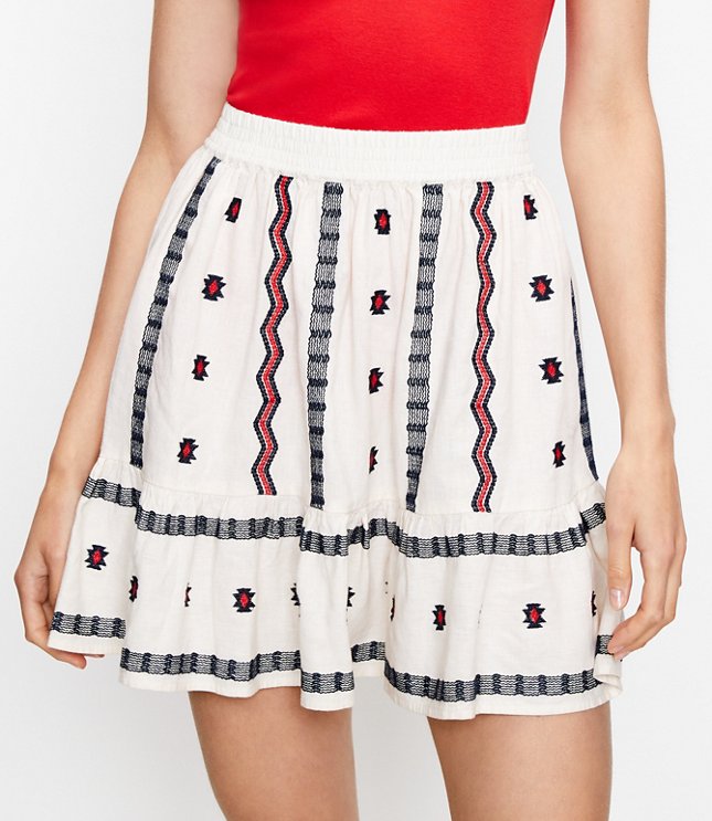 Loft Petite Embroidered Pull On Skirt