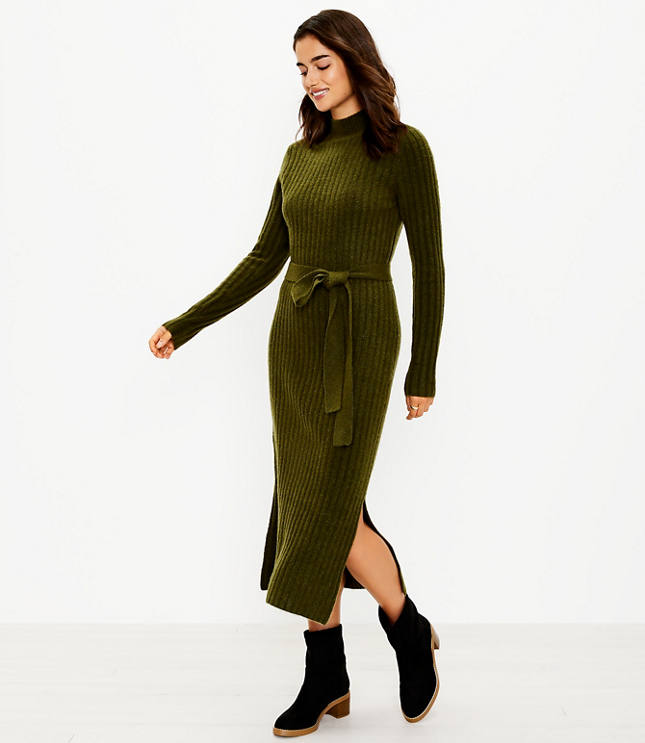 Loft Ribbed Midi Sweater Dress