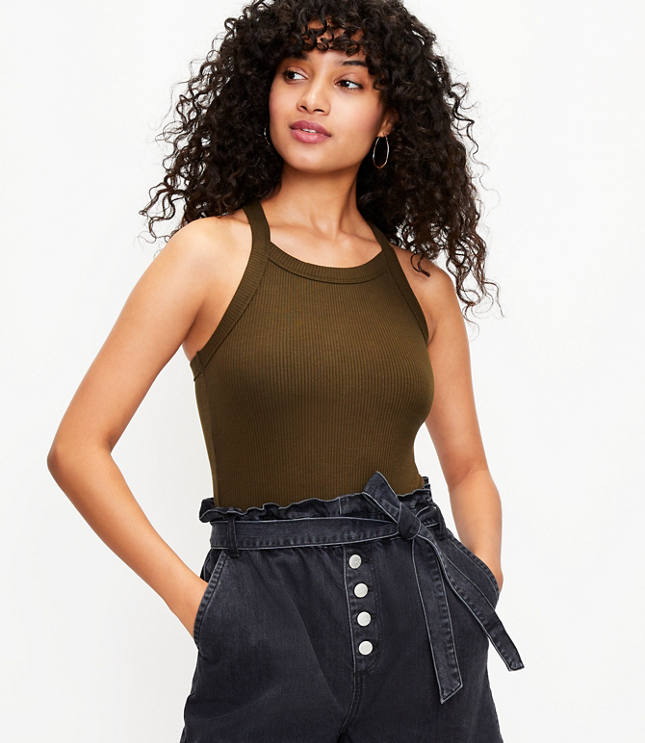 Ribbed Halter Bodysuit