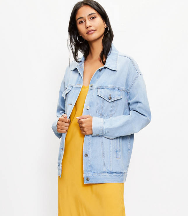 Loft Denim Trucker Jacket in Authentic Light Indigo Wash