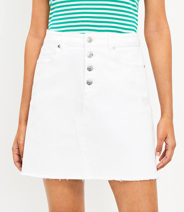 Try Again Off-White Mini Denim Skirt