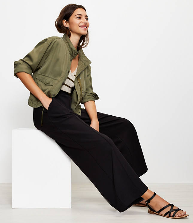 Wide-leg crepe pants - pull&bear